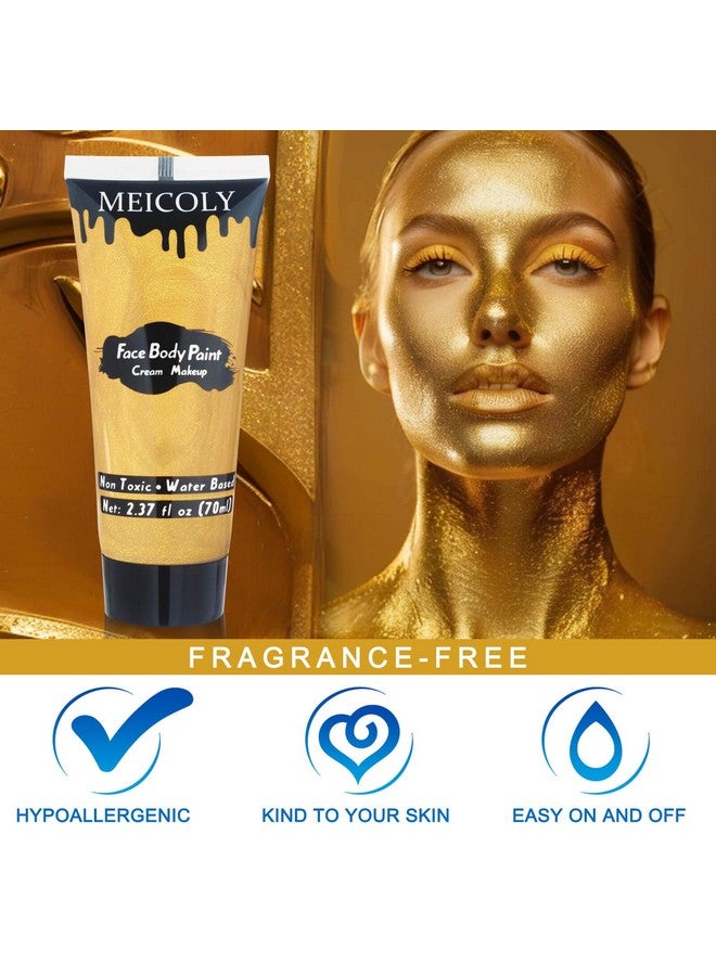 MEICOLY MEICOLY Cream Metallic Gold Face Body Paint,2.37Oz Large Tube Water Based Full Body Paint for Adults and Children,Professional Gold Face Paint for Halloween Stage SFX Special Effects Cosplay Makeup - Image 4