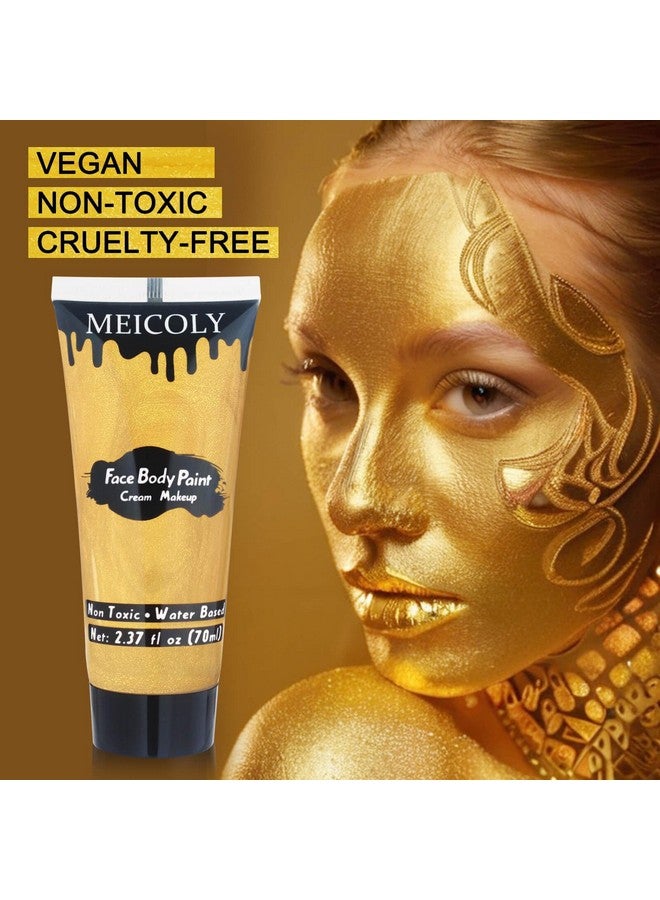 MEICOLY MEICOLY Cream Metallic Gold Face Body Paint,2.37Oz Large Tube Water Based Full Body Paint for Adults and Children,Professional Gold Face Paint for Halloween Stage SFX Special Effects Cosplay Makeup - Image 2