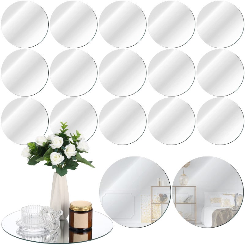 Tuanse Tuanse 18 Pcs Round Mirror Candle Plate Set Round Trays Circle Centerpieces for Tables Mirror Plate Party Tiles for Wedding Decor Crafts Christmas Decorations12 Inch 