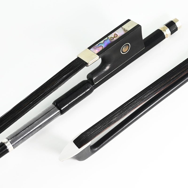 VINGOBOW Carbon Fiber Violin Bow 3/4 Size VINGOBOW 100VB 69 cm Three Quarters for Advanced Student Straight Parisian Eyes Ebony Frog Unbleached Mongolian Black Horse Hair Powerful and Wild Tone Smooth Screw - Image 5