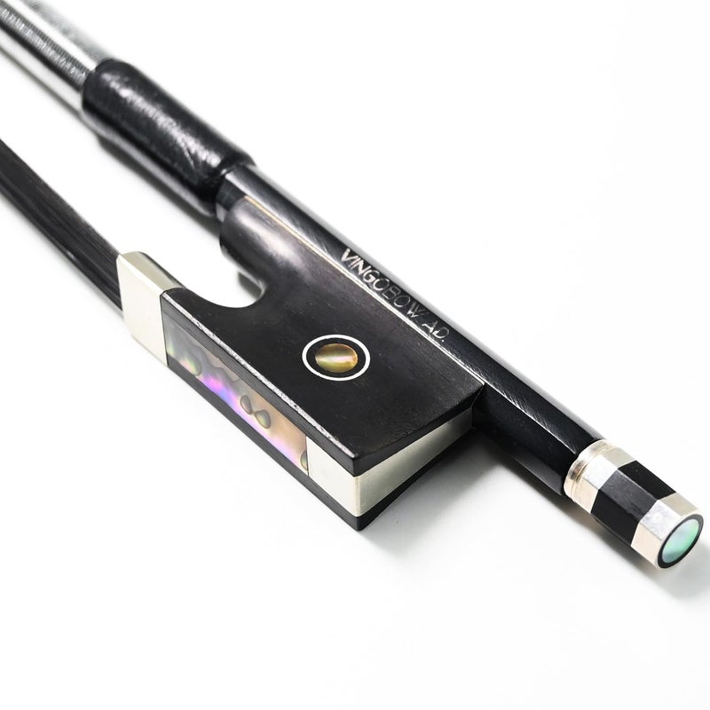 VINGOBOW Carbon Fiber Violin Bow 3/4 Size VINGOBOW 100VB 69 cm Three Quarters for Advanced Student Straight Parisian Eyes Ebony Frog Unbleached Mongolian Black Horse Hair Powerful and Wild Tone Smooth Screw - Image 1
