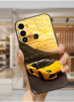 Protective Shockproof Case Cover For TECNO Spark 8C Lamborghini car beach design Drawing
