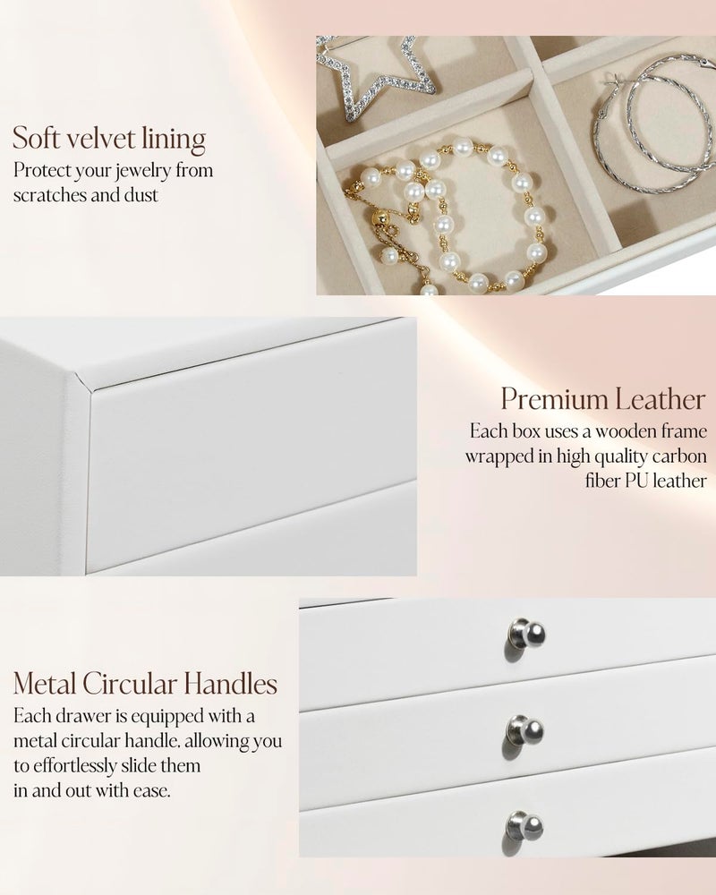 GUKA Large Jewelry Box, Jewelry Case with 10 Drawers for Big and Small Jewelry, Jewelry Storage Organizer for Watch Earrings Necklace Rings Bracelets, Birthday Wedding Gifts, White - Image 4