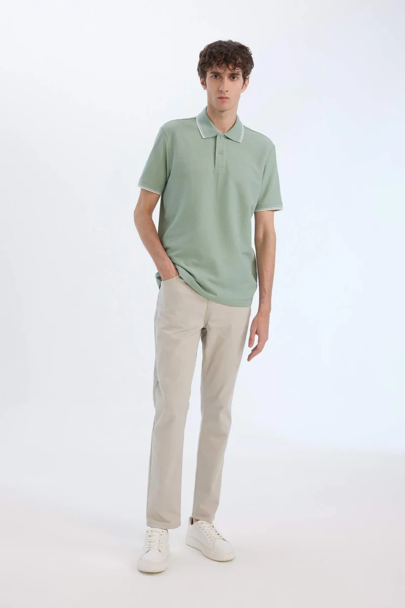 ديفاكتو Regular Fit Short Sleeve Waffle Polo Shirt