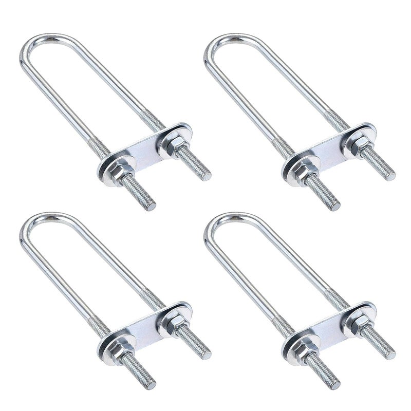 uxcell Round U-Bolts 4 Sets 0.91"(23mm) Inner Width 120mm Length Steel M6 with Nut, Plate, Washer - Image 1