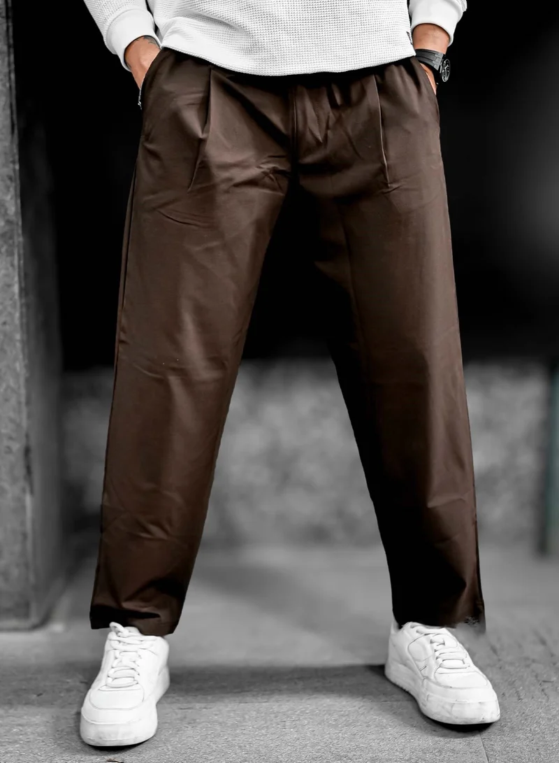 Maniac Maniac Mens Solid BrownTencil pique fabric Loose fit Trackpant