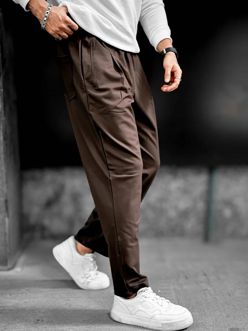 مانياك Maniac Mens Solid BrownTencil pique fabric Loose fit Trackpant