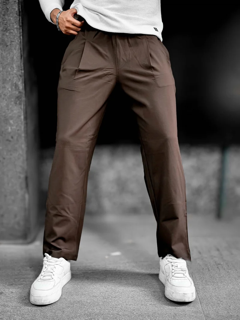 مانياك Maniac Mens Solid BrownTencil pique fabric Loose fit Trackpant