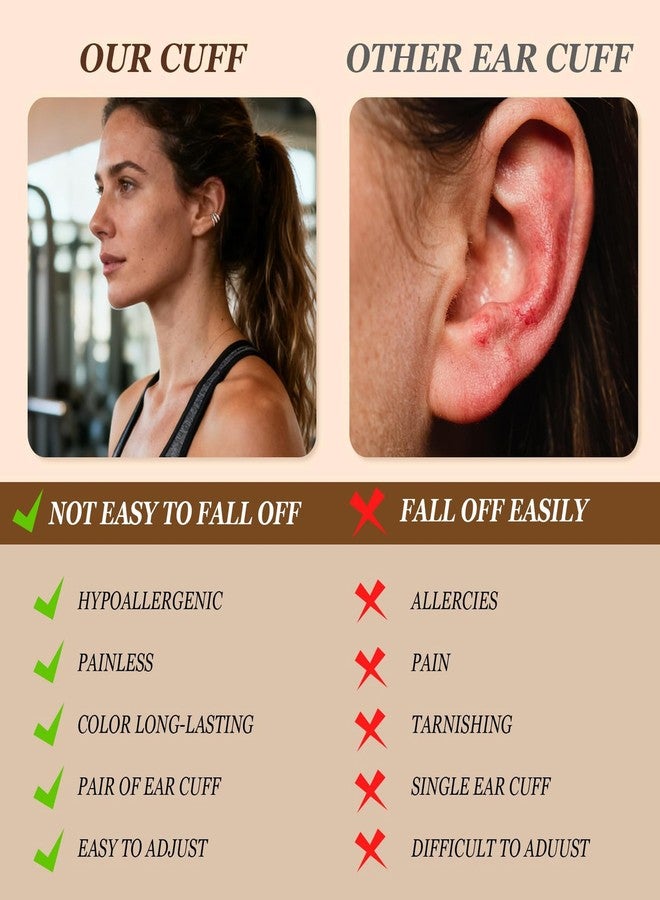 YANCHUN Ear Cuffs Non Piercing Ear Cuff Earrings for Women Trendy Clip on Cartilage Earring Stacks Non Pierced Fake Earrings Jewelry Birthday Christmas Gifts Stocking Stuffers, Metal, No Gemstone - Image 4