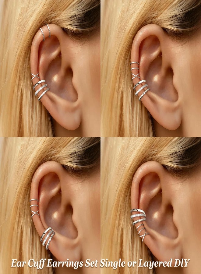 YANCHUN Ear Cuffs Non Piercing Ear Cuff Earrings for Women Trendy Clip on Cartilage Earring Stacks Non Pierced Fake Earrings Jewelry Birthday Christmas Gifts Stocking Stuffers, Metal, No Gemstone - Image 3