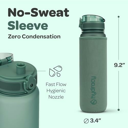Hydracy Water Bottle with Time Marker - Large 32 oz BPA Free Gym Bottle & No Sweat Sleeve -Leak Proof Lid with Fruit Infuser Strainer & Times to Drink - Ideal for Fitness Sports & Outdoors - Image 5