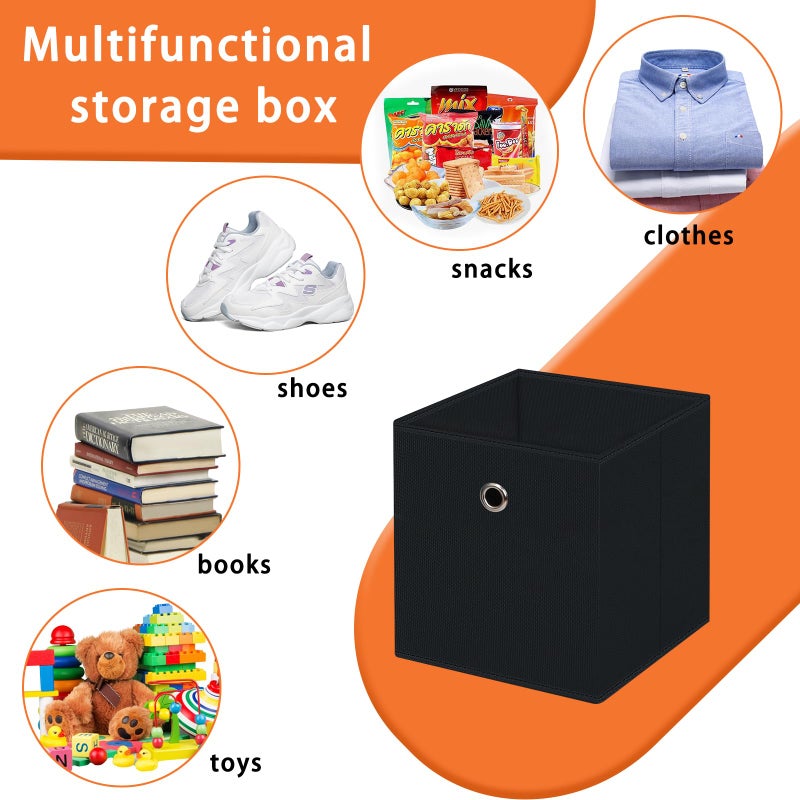 NieEnjoy Foldable Storage Cubes Bins ,11 Inch Cloth Storage Cube Fabric Storage Box Cubes Organizer Baskets with Handles for Home Organizer Set of 8 (Black) - Image 3