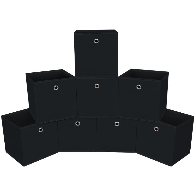 NieEnjoy Foldable Storage Cubes Bins ,11 Inch Cloth Storage Cube Fabric Storage Box Cubes Organizer Baskets with Handles for Home Organizer Set of 8 (Black) - Image 1