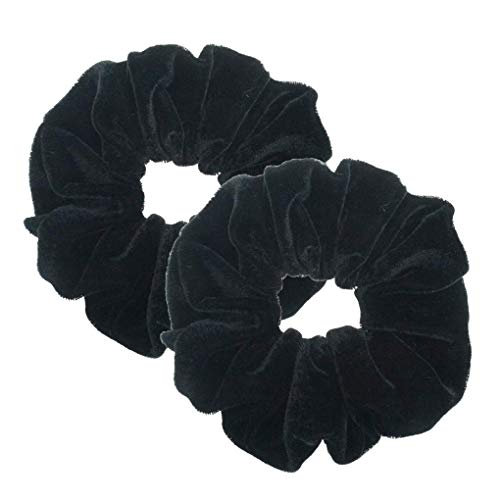 Magrido Large Size Velvet Scrunchies for Women & Girls | Soft Elastic Hair Rubber Bands | Damage-Free, No-Crease Hair Ties | Thick Hair Ponytail Holder, Headband & Hair Accessories (Black,Pack of 9) - Image 1