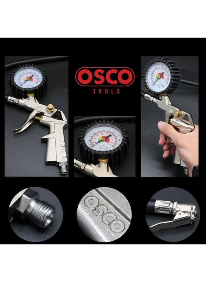 OSCO-TOOLS OSCO Air Blow Gun with Tire Pressure Gauge – Car and Bike Tire Inflator with Accurate Air Pressure Meter – Multi-Purpose Tool for Inflation, Dust Cleaning, and Compressor Use - Image 3