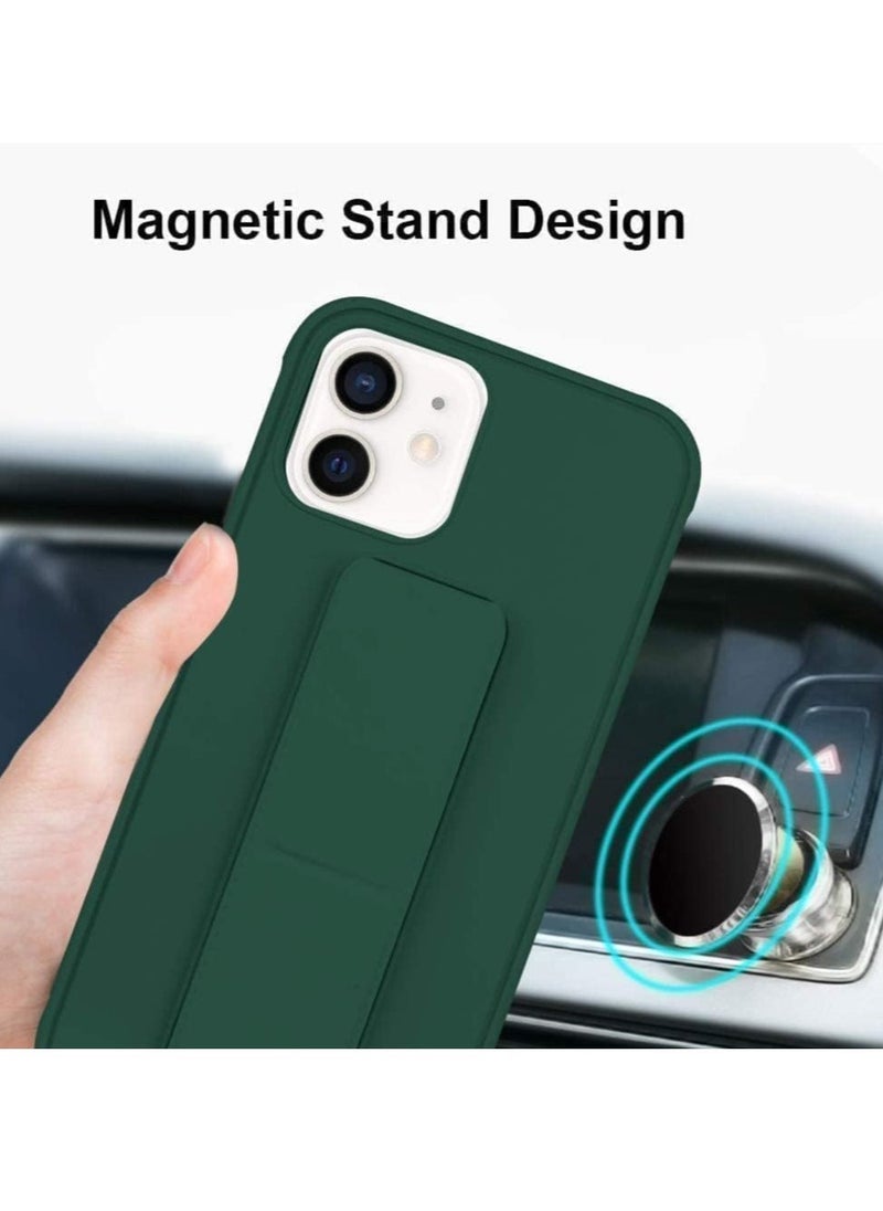 JAJEEK iPhone 16 Plus Green Magnetic Car Mount Case – Premium Silicone with Multi-Stand Kickstand & Hand Strap - Image 4