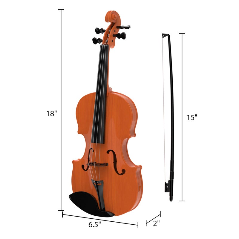 HEY! PLAY! Kidâ€™s Toy Violin with 4 Adjustable Strings and Bow - Musical Sounds- Realistic-Looking Instrument for Learning Classical Music - Image 2