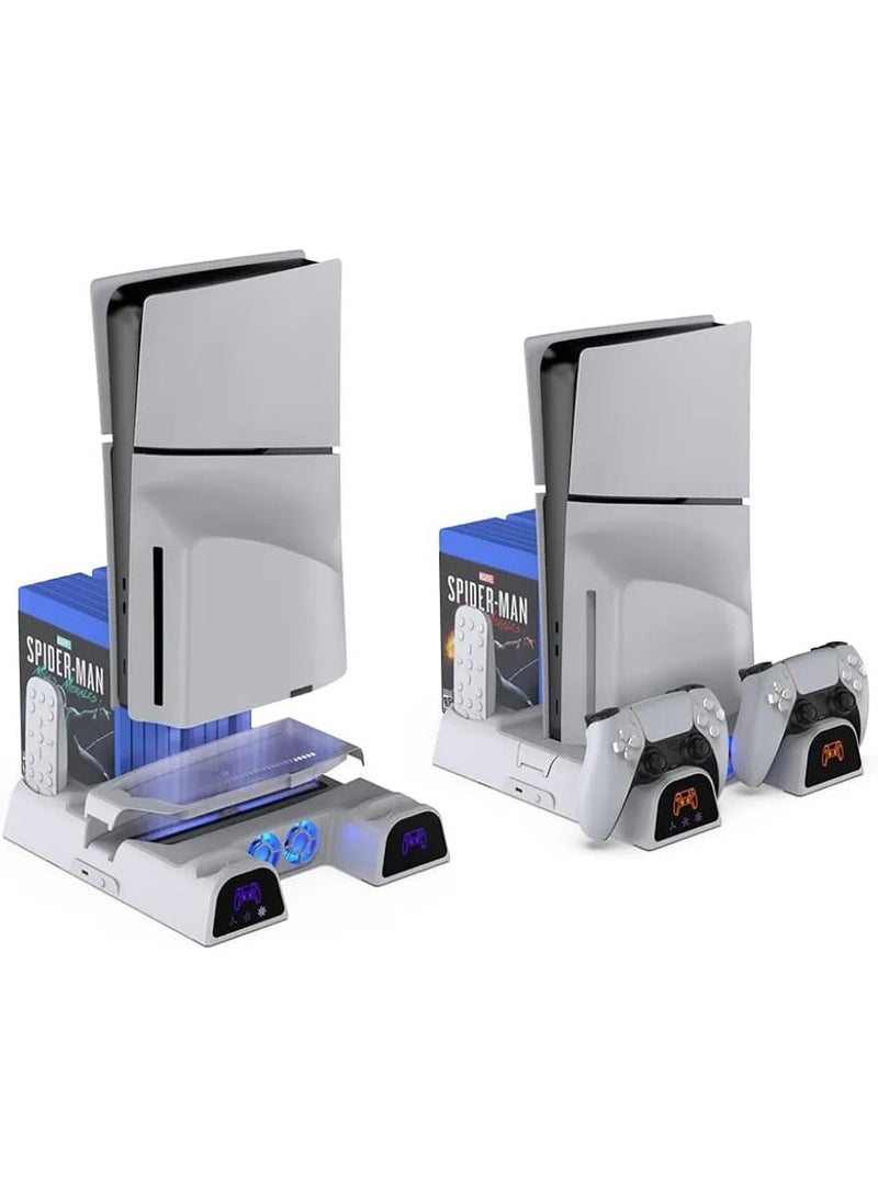 DOBE PS5 Cooling Charging Station – Vertical Console Stand with 3-Speed Cooling Fan, Dual Controller Charging & LED Lighting (PS5 / Slim / Pro) - Image 4