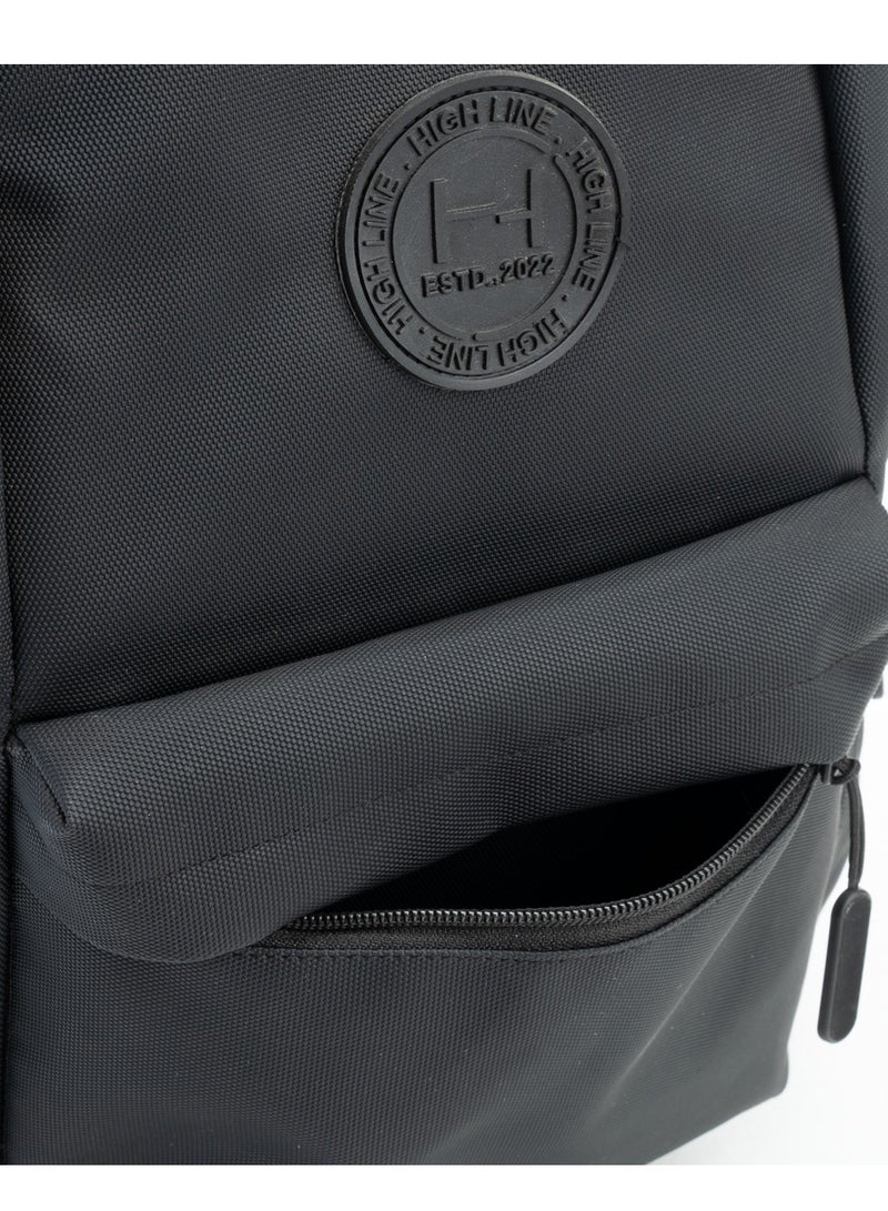 هاي لاين ستور شنطة ظهر هاى لاين للابتوب مقاومة للماء - 15 بوصة، متعددة الجيوب، سعة كبيرة، قماش خفيف الوزن، مع جراب للابتوب - مقاس 45 × 33 × 18 سم، 600 جرام، تصميم عصرى للاستخدامات اليومية، لون أسود - Image 3