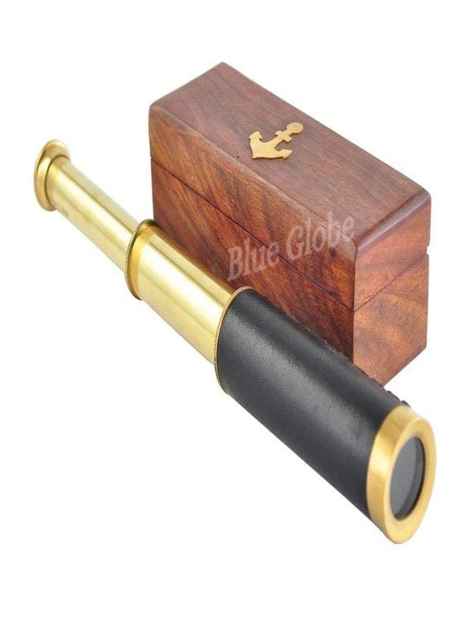 Blue Globe 10” Handheld Nautical Brass Spyglass with Wooden Box Zoomable Portable Spyglass for Travelling, Hiking & Hunting Collapsible Pirate Spyglass by Blue Globe Export - Image 3