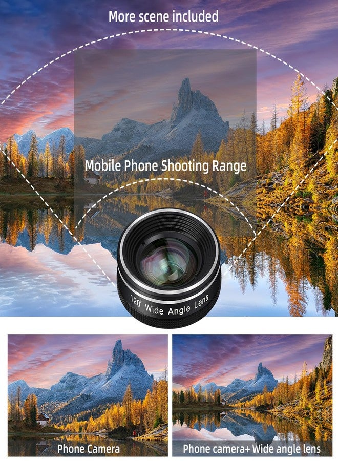Godefa Phone Camera Lens, Godefa 3 in 1 Phone Lens kit-205° Fisheye Lens + Macro Lens + 120° Wide Angle Lens,Clip on Cell Phone Camera Lens Kits Compatible with iPhone,Most Smartphones - Image 3
