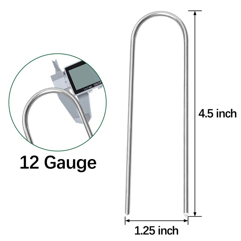 HOUYA 50 Pack Garden Stakes 4 Inch U-Shaped Drip Irrigation Stakes Galvanized Landscape Staples Garden Pins Yard Lawn Ground Stakes for Soaker Hose Drip Line Tubing Landscape Fabric Weed Barrier - Image 2