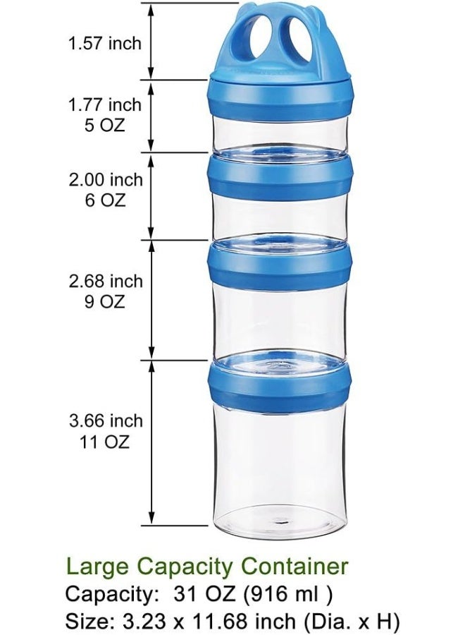 BeneLabel (Blue) - Besthouse Snack Jars 4-Piece Twist Lock Stackable Containers - Image 2