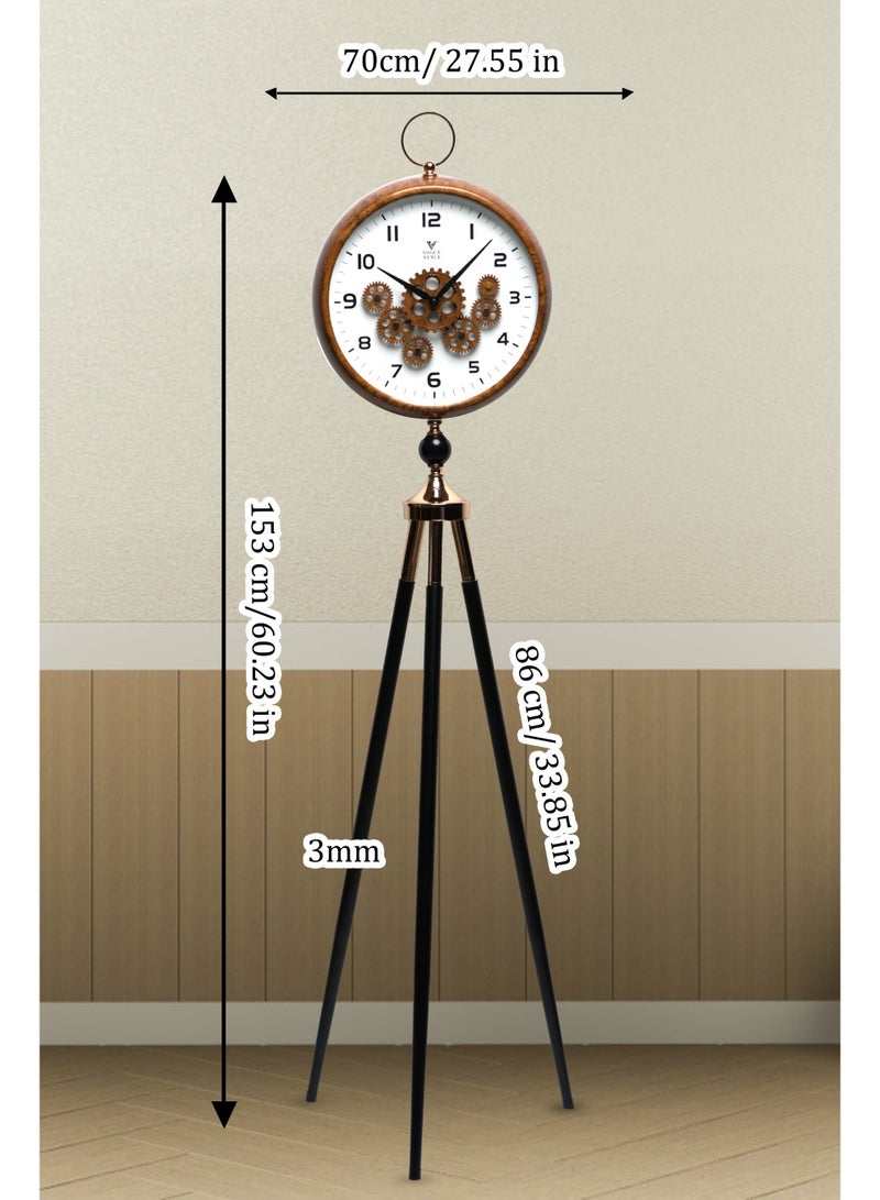 VOGUE VENUE Premium Vintage Tripod Floor Clock | Adjustable Wooden Stand | Antique Style Decorative Standing Clock for Living Room, Office & Home Décor - Image 5