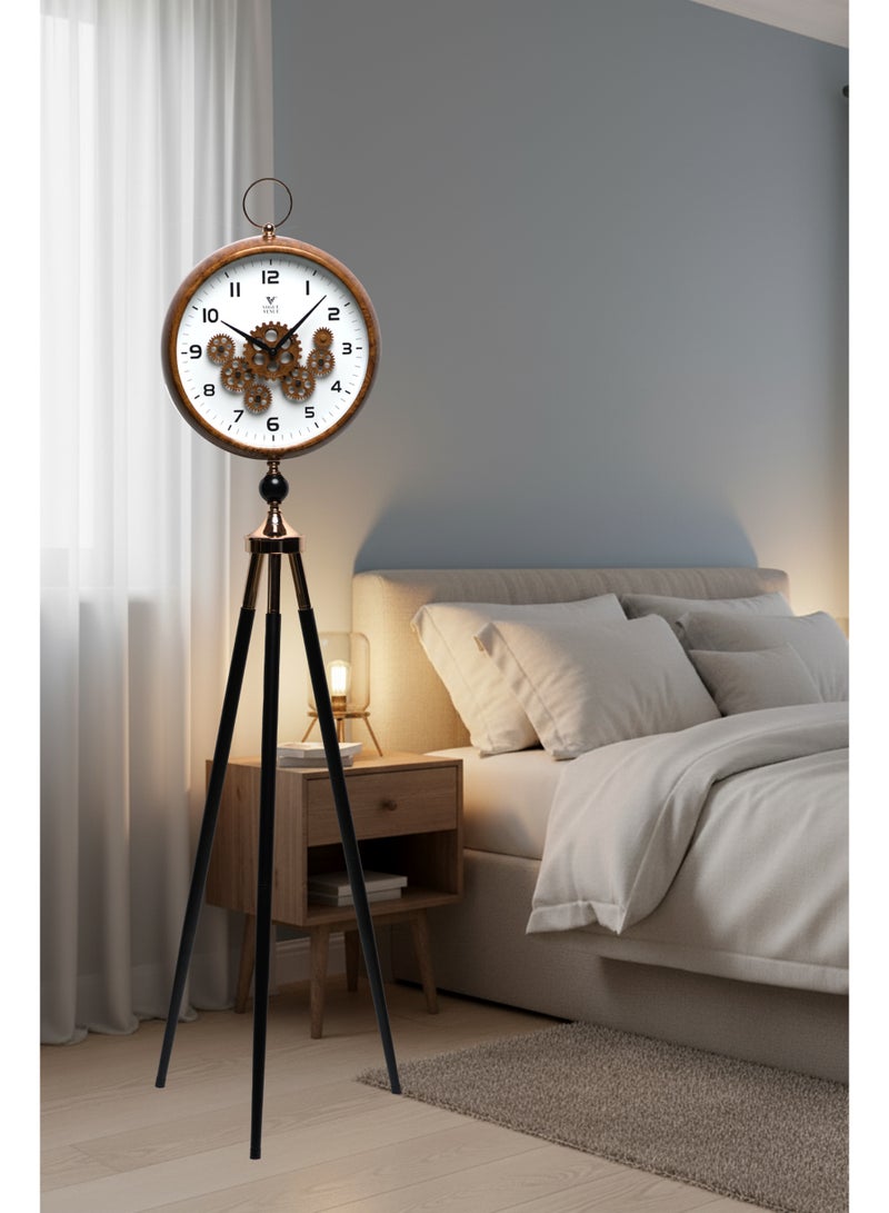 VOGUE VENUE Premium Vintage Tripod Floor Clock | Adjustable Wooden Stand | Antique Style Decorative Standing Clock for Living Room, Office & Home Décor - Image 1