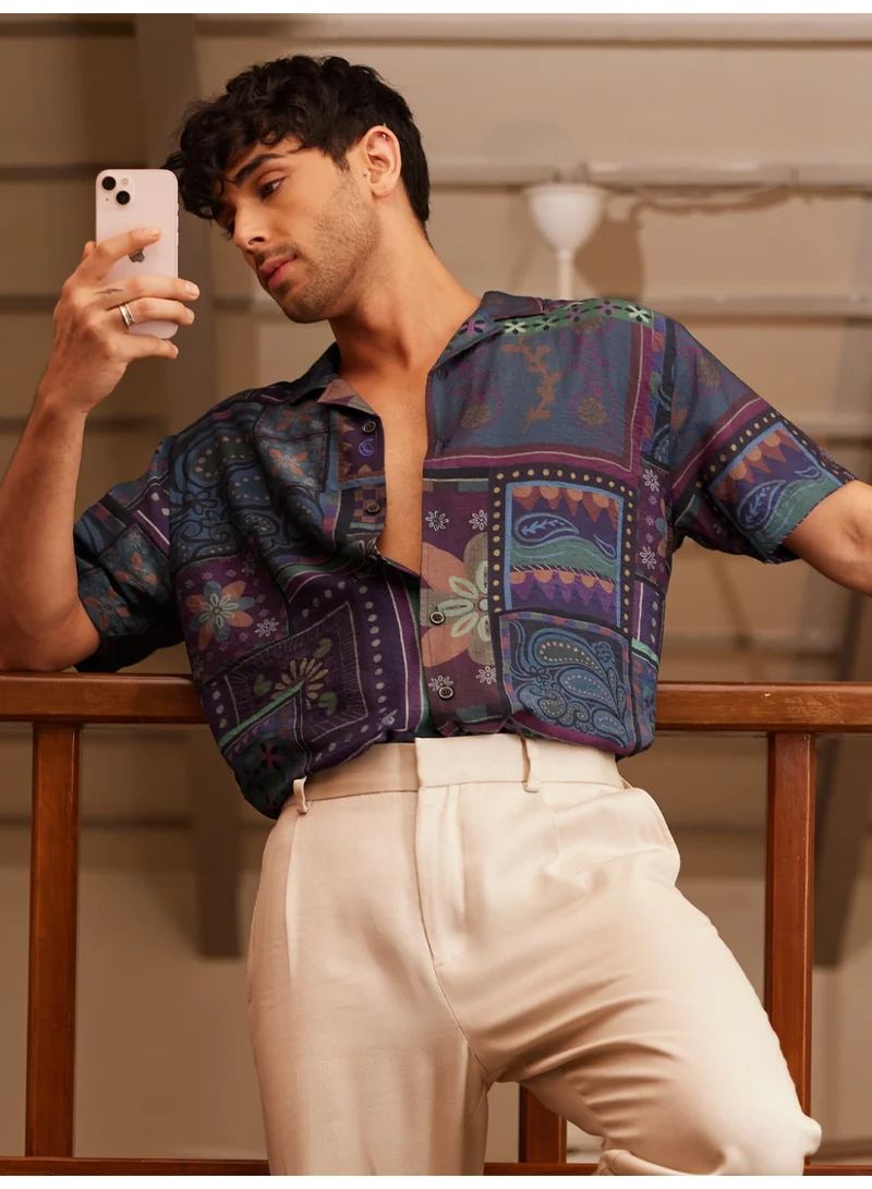 The Souled Store The Souled Store Men TSS Originals Dark Paisley Printed Multicolour Regular Fit Holiday Shirts