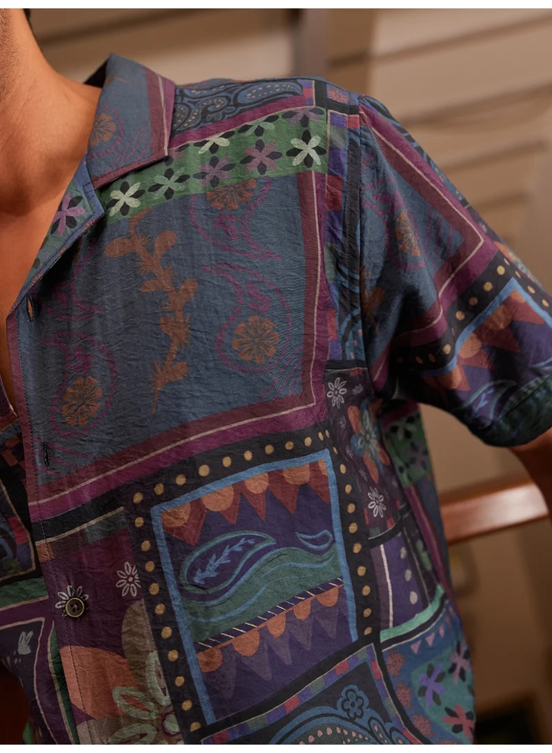 The Souled Store The Souled Store Men TSS Originals Dark Paisley Printed Multicolour Regular Fit Holiday Shirts