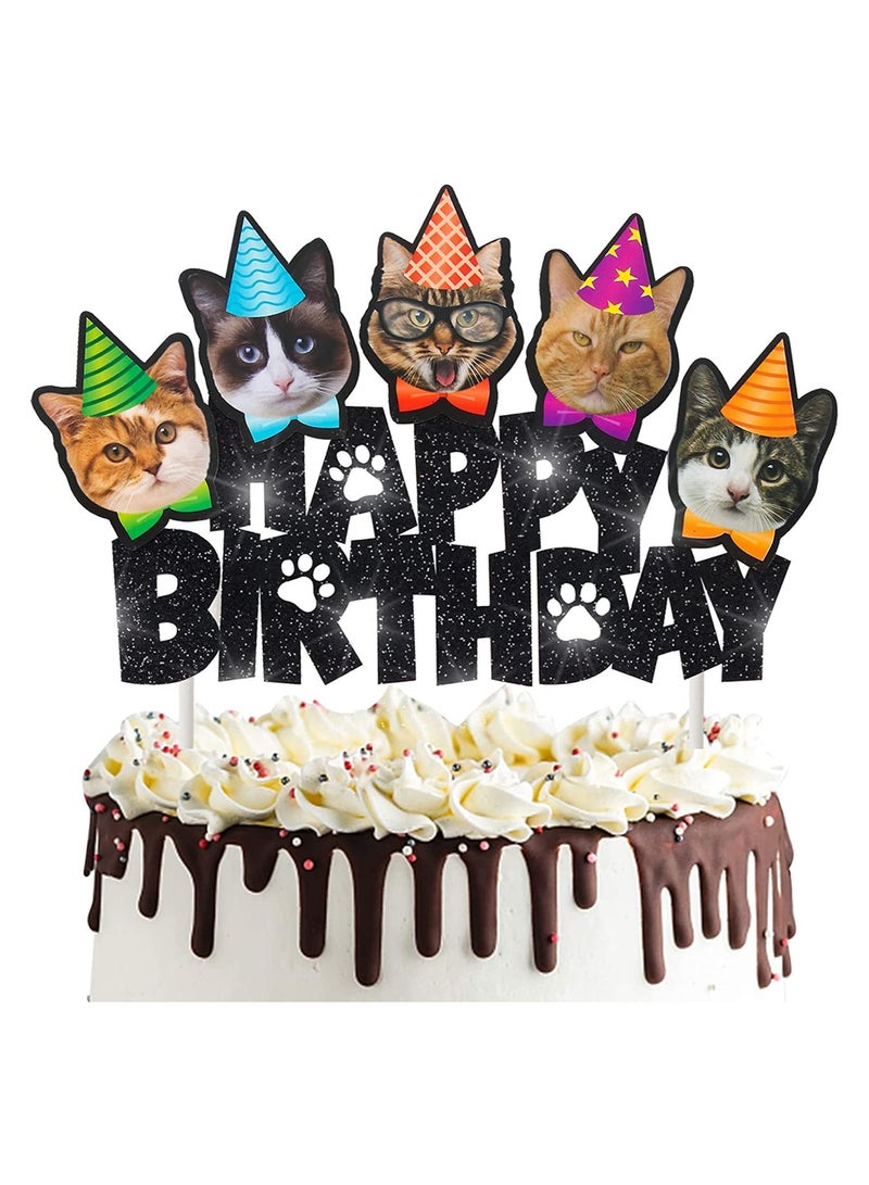 SYOSI 42pcs Cat Birthday Party Decoration Set Cat Face Banner Latex Balloons Kitten Happy Birthday Cake Cupcake Toppers for Meow Kitty Theme Birthday Party Supplies - Image 3