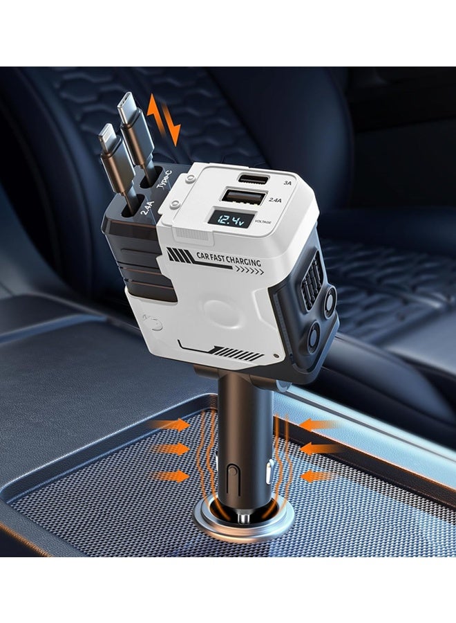 Bincoo 12/24V 120W Fast Car Charger with Retractable Charging Cable Fast Car Power Adapter PD20W 4 in 1 Super Fast Car Phone Charger, 2 USB Ports Car Charger Adapter, Compatible for iPhone Type C 40W Car Bluetooth USB Charger Plug with iPhone,Samsung,Galaxy,Huawei,Xiaomi - Image 2