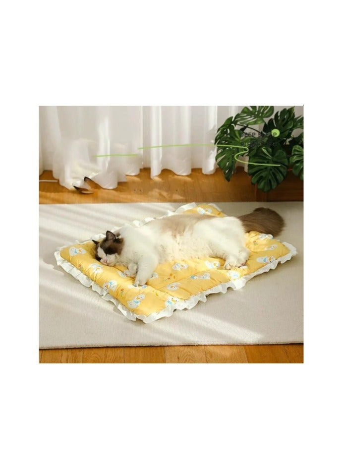 Cute Lace Puppy Square Sleeping Mat Bed Cat Sofa, Warming Dog Beds Yellow - Image 5