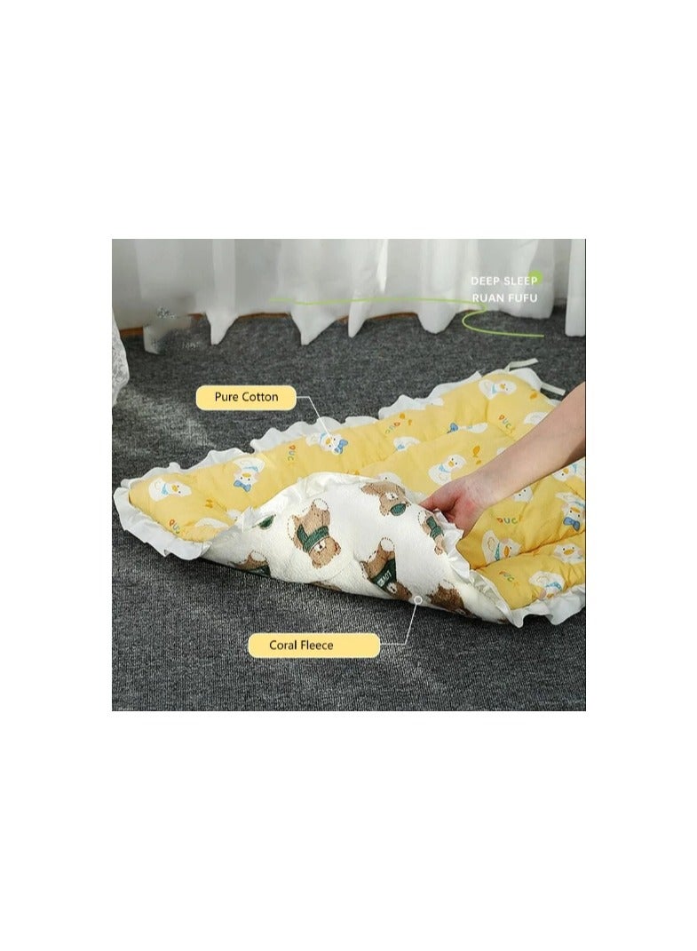 Cute Lace Puppy Square Sleeping Mat Bed Cat Sofa, Warming Dog Beds Yellow - Image 4