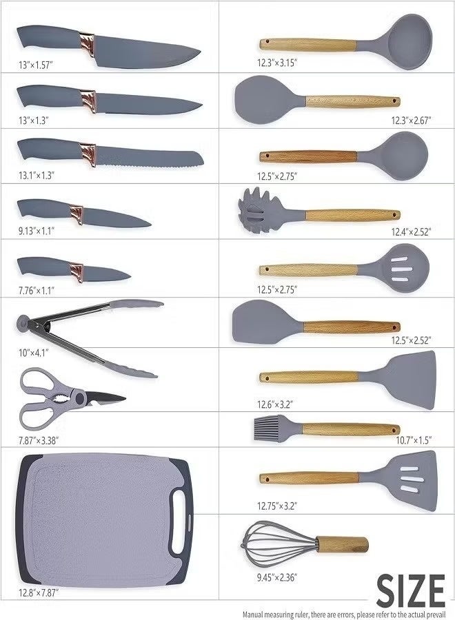 19-Piece Silicone Kitchen Utensil and Knife Set - Image 4