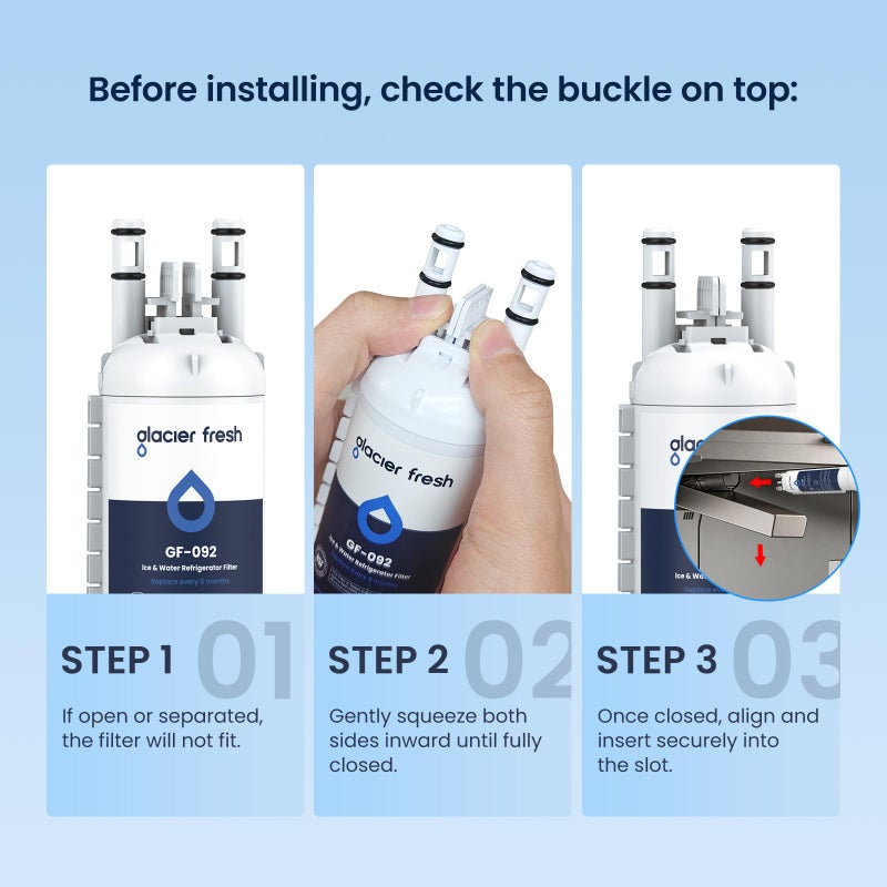 GLACIER FRESH FPPWFU01 Water Filter Replacement for Frigidaire PurePour FPPWFU01, Compatible with Electrolux EPPWFU01, PureAdvantage PurePour PWF-1, NSF42, 3 Pack - Image 3