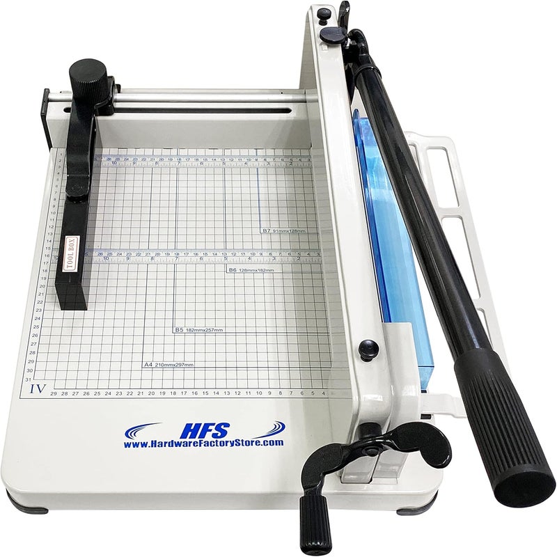 HFS(R) Heavy Duty Guillotine Paper Cutter 400 Sheet Capacity | Solid Steel Construction (A4-12'' paper cutter) - Image 3