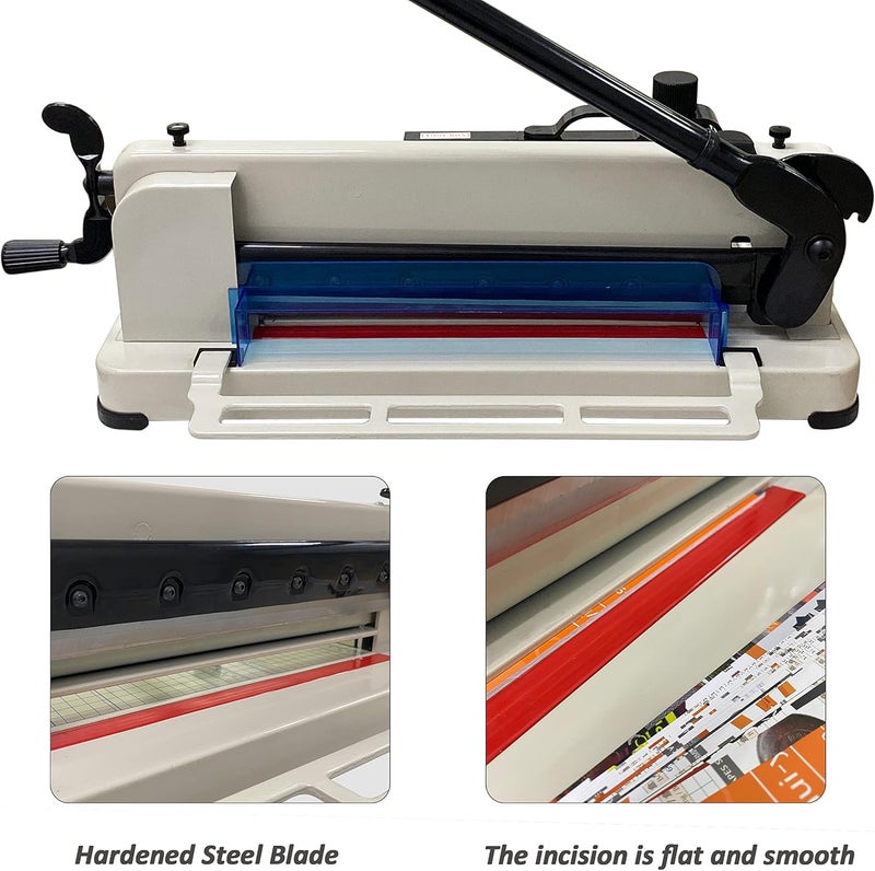 HFS(R) Heavy Duty Guillotine Paper Cutter 400 Sheet Capacity | Solid Steel Construction (A4-12'' paper cutter) - Image 4