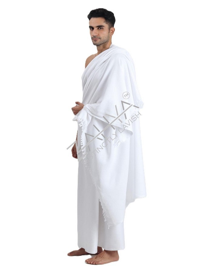 ZAHYA 100% Pure Cotton Men's Ihram for Hajj & Umrah | Cool Tex Weave | Ultra Soft, Sweat Absorbent | 2 Piece Ihram Ahram Ehram - Image 2