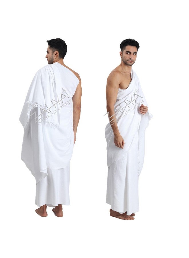 ZAHYA 100% Pure Cotton Men's Ihram for Hajj & Umrah | Cool Tex Weave | Ultra Soft, Sweat Absorbent | 2 Piece Ihram Ahram Ehram - Image 1