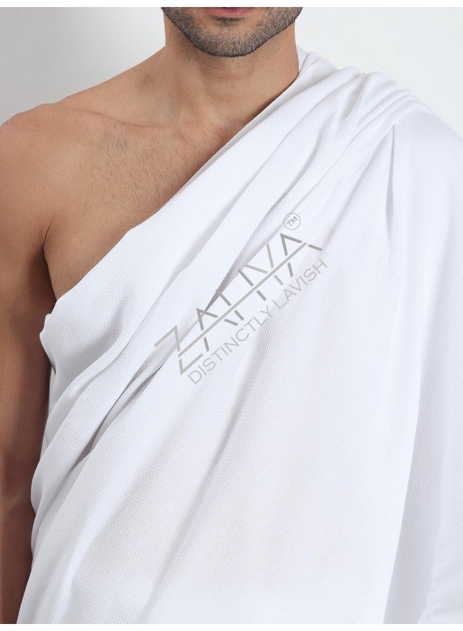 ZAHYA 100% Pure Cotton Men's Ihram for Hajj & Umrah | Cool Tex Weave | Ultra Soft, Sweat Absorbent | 2 Piece Ihram Ahram Ehram - Image 3