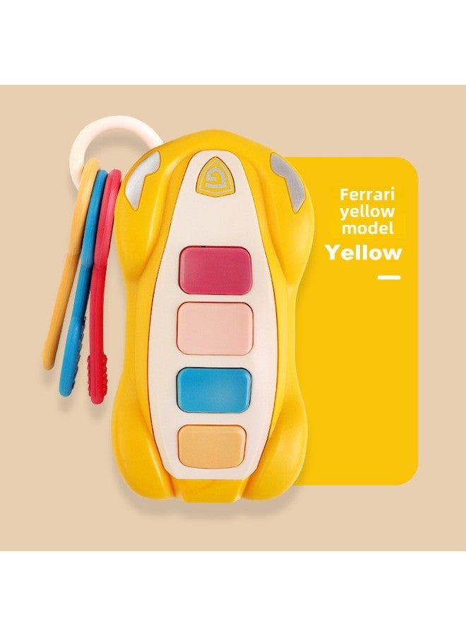 Children's Simulation Car Keys Infant Music Remote Control Toys Educational Early Education Soft Tooth Glue Can Be Chewed-Color:Music Key-yellow Model-Specifications:Bagged - Image 1