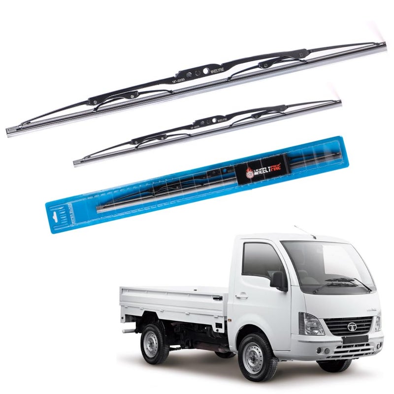 Wheelyfine Car Wiper Blades | Metal Frame | Water Repellent Windshield Wipers | Blade Refills (Tata Ace Super (2009 Onwards) Dr 20"/Pa 20") - Image 1