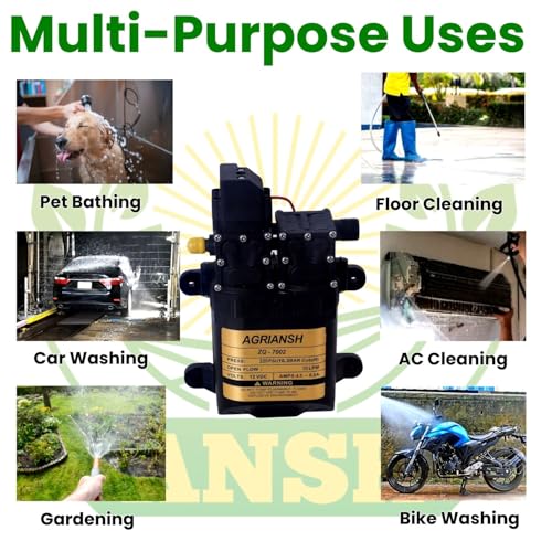 Agriansh Heavy Duty 12V DC Double Motor Diaphragm Pump Kit | 220 PSI Portable Water Pump for Car Washer, AC Cleaning, Agriculture Spray, Drip Irrigation, Gardening & Shower Spray - Image 4