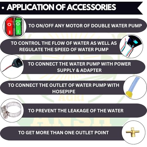 Agriansh Heavy Duty 12V DC Double Motor Diaphragm Pump Kit | 220 PSI Portable Water Pump for Car Washer, AC Cleaning, Agriculture Spray, Drip Irrigation, Gardening & Shower Spray - Image 5