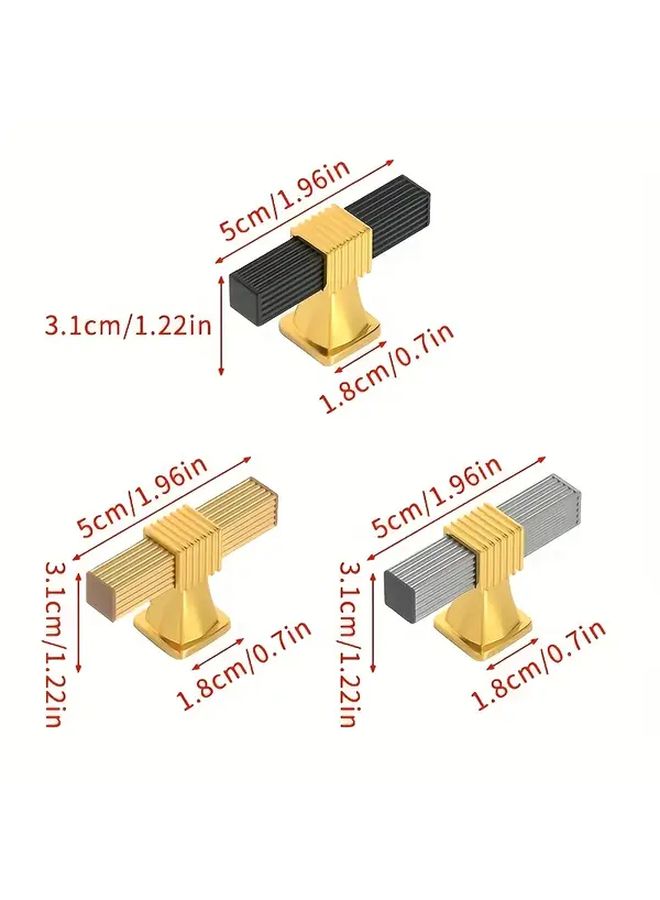 Gray Modern Minimalist Striped Cabinet Handles Sleek Black Gold Aluminum Drawer Pulls - Image 3