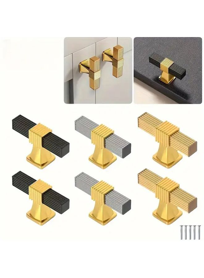 Gray Modern Minimalist Striped Cabinet Handles Sleek Black Gold Aluminum Drawer Pulls - Image 2