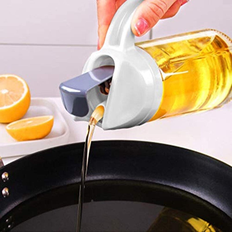 VDHJA Oil Dispenser Auto Flip Olive Oil Glass Bottle Leak Proof Condiment Container with Automatic Cap and Stopper Glass Bottles for Kitchen Cooking Transparent 600ml - Image 2