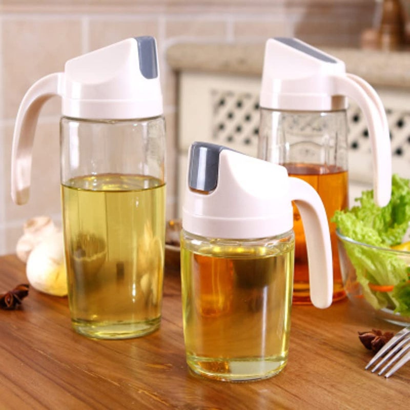 VDHJA Oil Dispenser Auto Flip Olive Oil Glass Bottle Leak Proof Condiment Container with Automatic Cap and Stopper Glass Bottles for Kitchen Cooking Transparent 600ml - Image 5